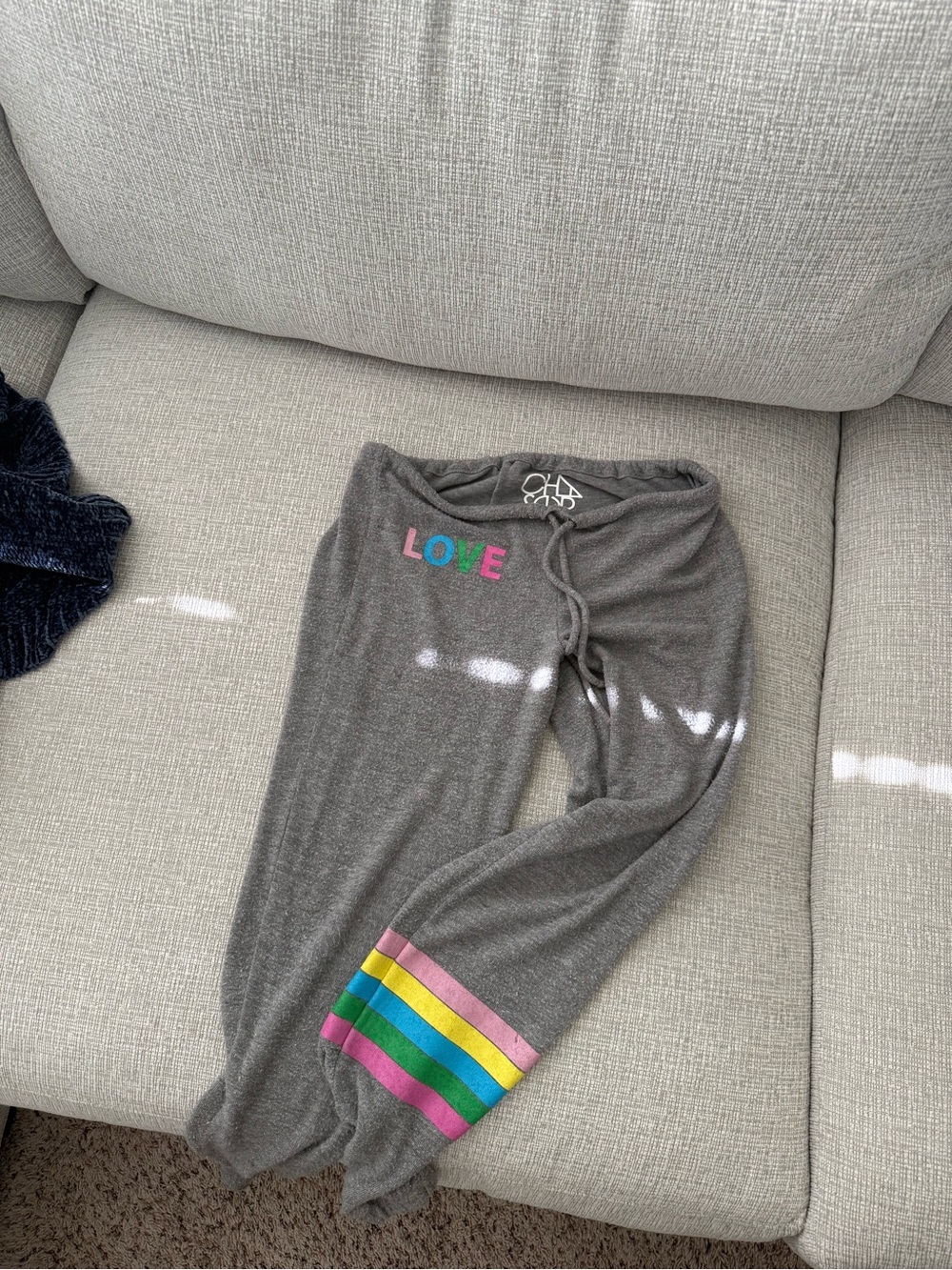 Chaser Gray Lounge Pants with Colorful LOVE and Rainbow Cuff